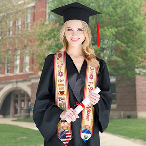 Custom Salvadorans American Flag Graduation Sash 2025, El Salvador Graduation Stole 2025, Salvadorans Graduation Sash, Graduation Stole 2025