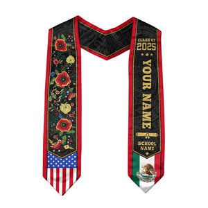 Custom Mexican Graduation Sash, Mexican American Flag Graduation Sash 2025, Mexican Stole, Mexico Graduation Stole 2025, Graduation Gift