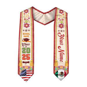 Custom Mexican Graduation Sash, Mexican American Flag Graduation Sash 2025, Mexican Stole, Mexico Graduation Stole 2025, Graduation Gift