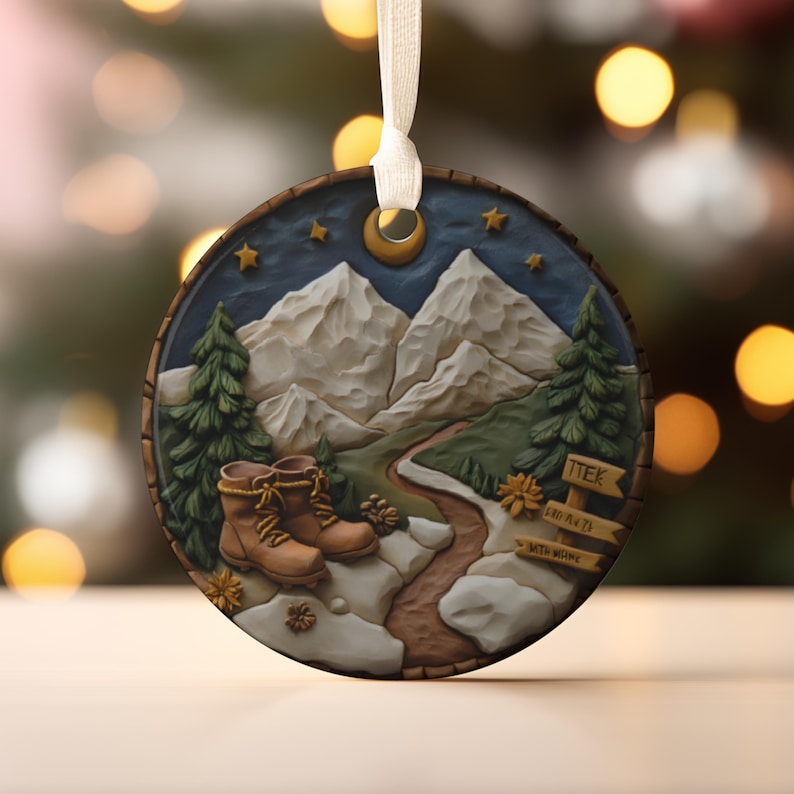 Hiking Couple Ornament, National Park Gift Outdoors Gifts Hikers, Backpackers Happy Camper, Hiking Lover Gifted, Travel Adventure Lover Gift