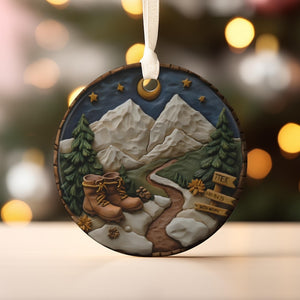 Hiking Couple Ornament, National Park Gift Outdoors Gifts Hikers, Backpackers Happy Camper, Hiking Lover Gifted, Travel Adventure Lover Gift