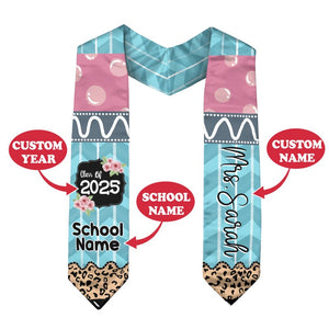 Custom Graduation Stole Class Of 2025, Teacher Graduation Stole 2025, Teacher Stole, Pencil Stole Graduation For Teachers, Sash For Teacher