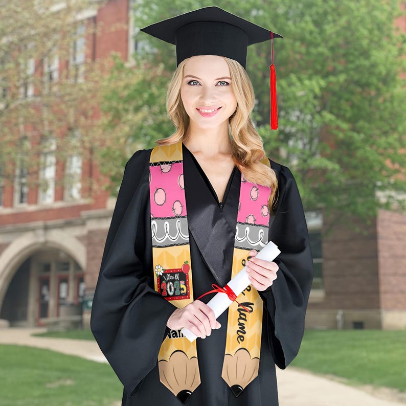 Custom Graduation Stole Class Of 2025, Teacher Graduation Stole 2025, Teacher Stole, Pencil Stole Graduation For Teachers, Sash For Teacher