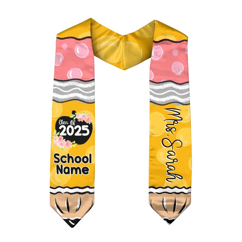 Custom Graduation Stole Class Of 2025, Teacher Graduation Stole 2025, Teacher Stole, Pencil Stole Graduation For Teachers, Sash For Teacher