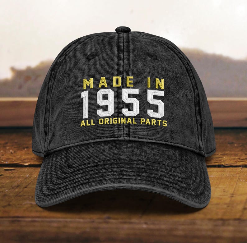 70th Birthday Gift, Vintage Embroidered Hat for 70th Birthday, Born In 1955 Cap