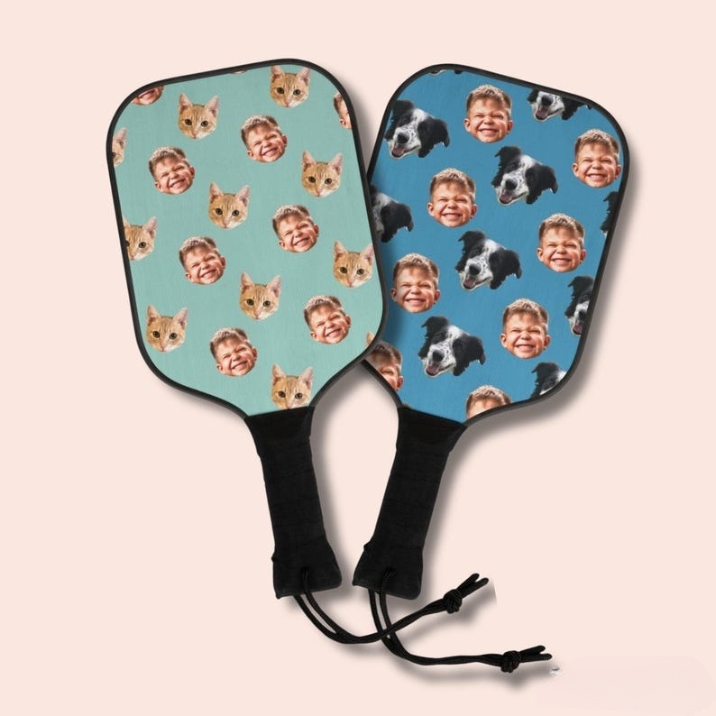 Custom Faces Pickleball Paddle, Personalized Paddle or Set with Faces, Showcase Kids, Pets, Logos, or Loved Ones, Unique Gift Idea