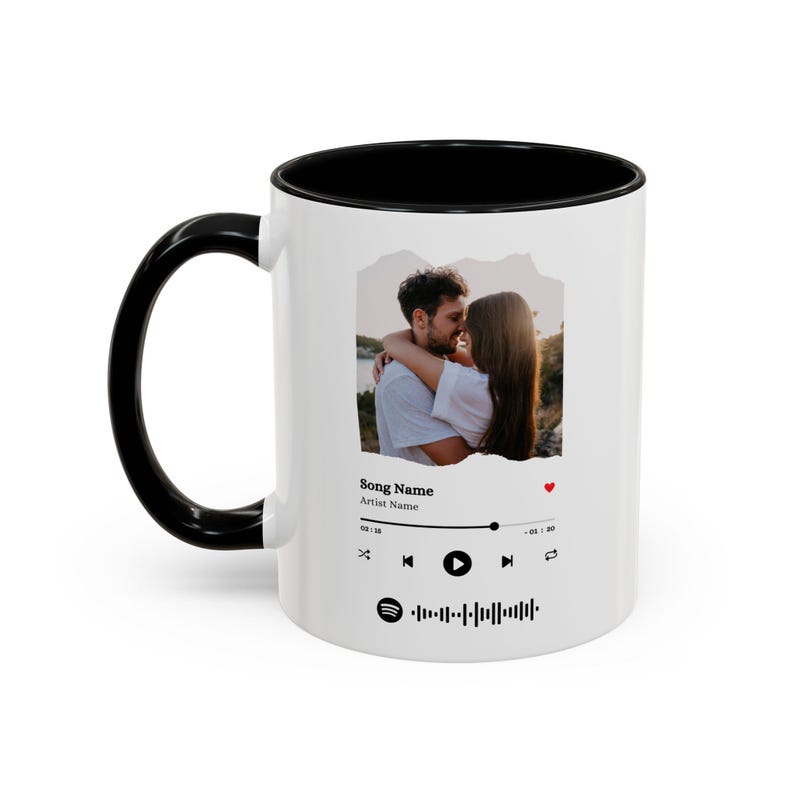 Personalized Romantic Coffee Mug, Customizable Gift for Couples, Custom Song Mug, Anniversary, Special Occasion