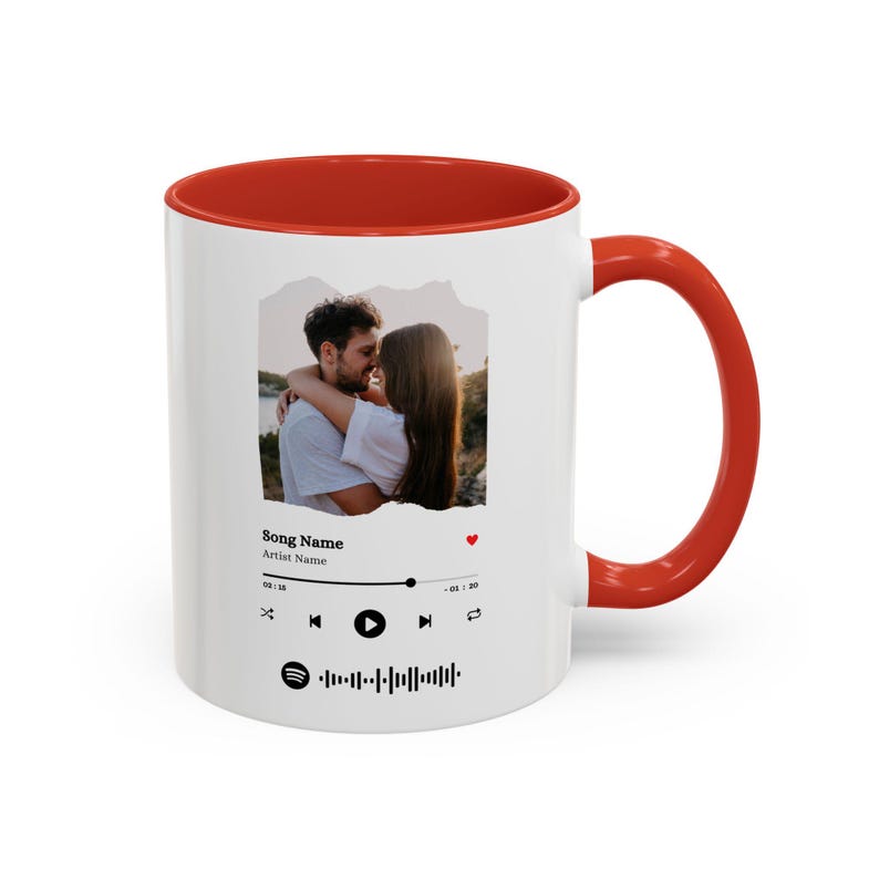 Personalized Romantic Coffee Mug, Customizable Gift for Couples, Custom Song Mug, Anniversary, Special Occasion