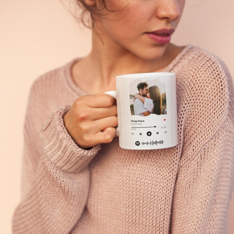 Personalized Romantic Coffee Mug, Customizable Gift for Couples, Custom Song Mug, Anniversary, Special Occasion