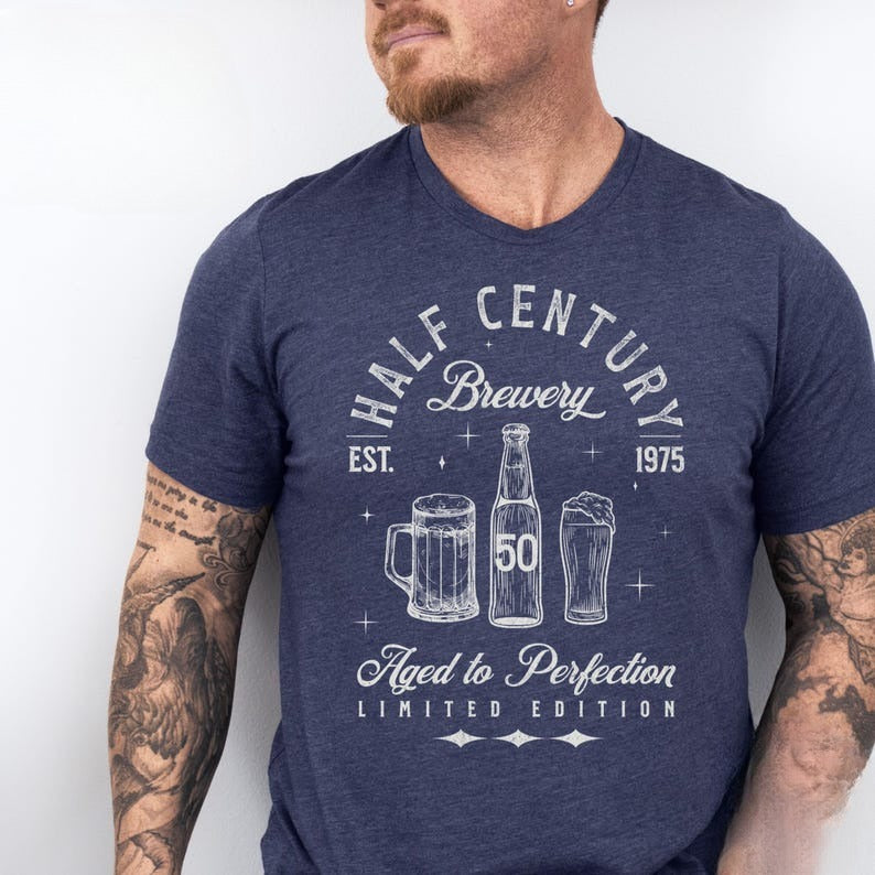 50th Birthday Shirt for Him, 1975 Vintage Birthday TShirt, Beer Lover Birthday Tee, Mens 50th Birthday T-Shirt, Funny 50th Gift for Husband