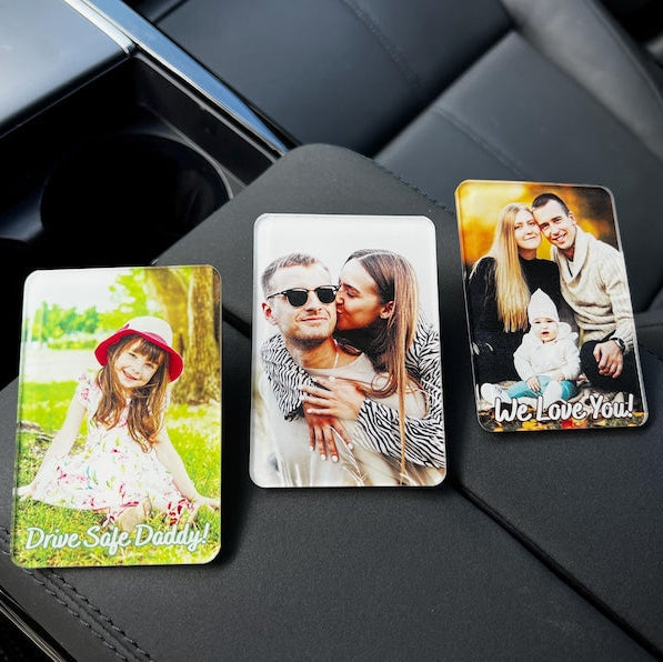 Custom Photo Car Visor Clip, Sun Visor Clip, Personalized Photo Car Decoration, Unique Car Gift for Dad Mom, Father's Day Gifts for Him
