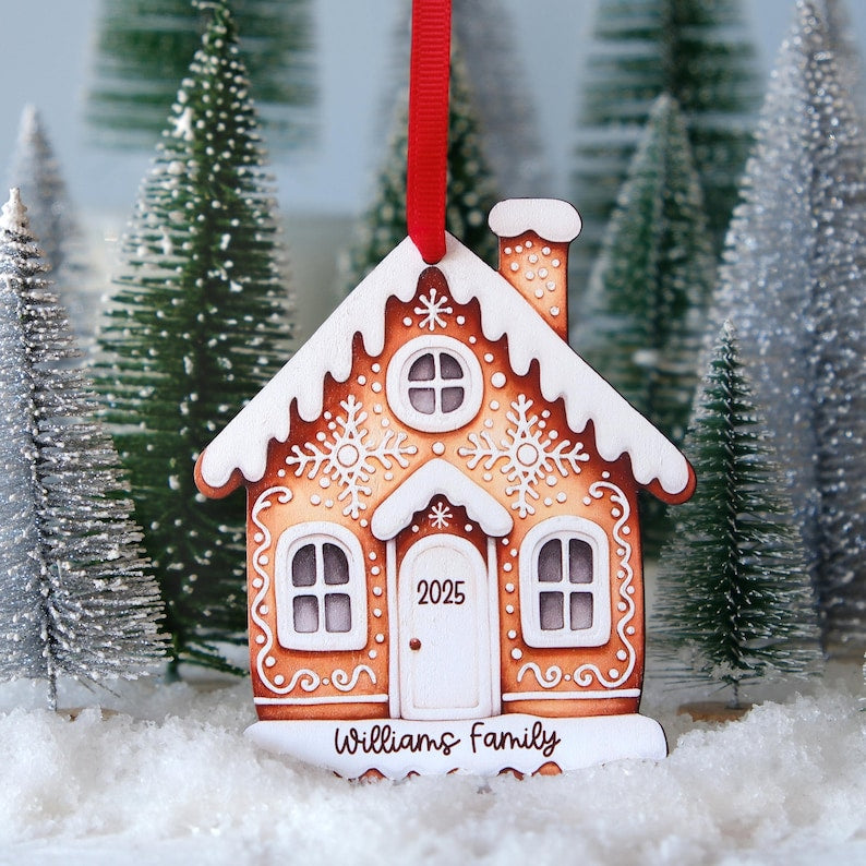 Personalized House Ornament for Christmas - Ornament with custom name, Family ornament, Our first home, Gingerbread house, Tree hanging