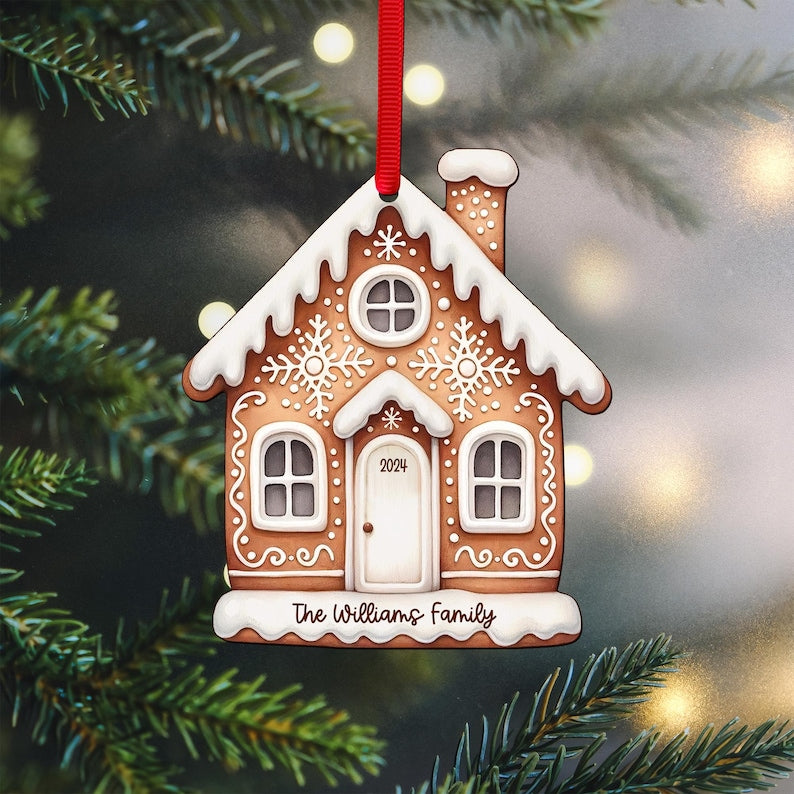 Personalized House Ornament for Christmas - Ornament with custom name, Family ornament, Our first home, Gingerbread house, Tree hanging
