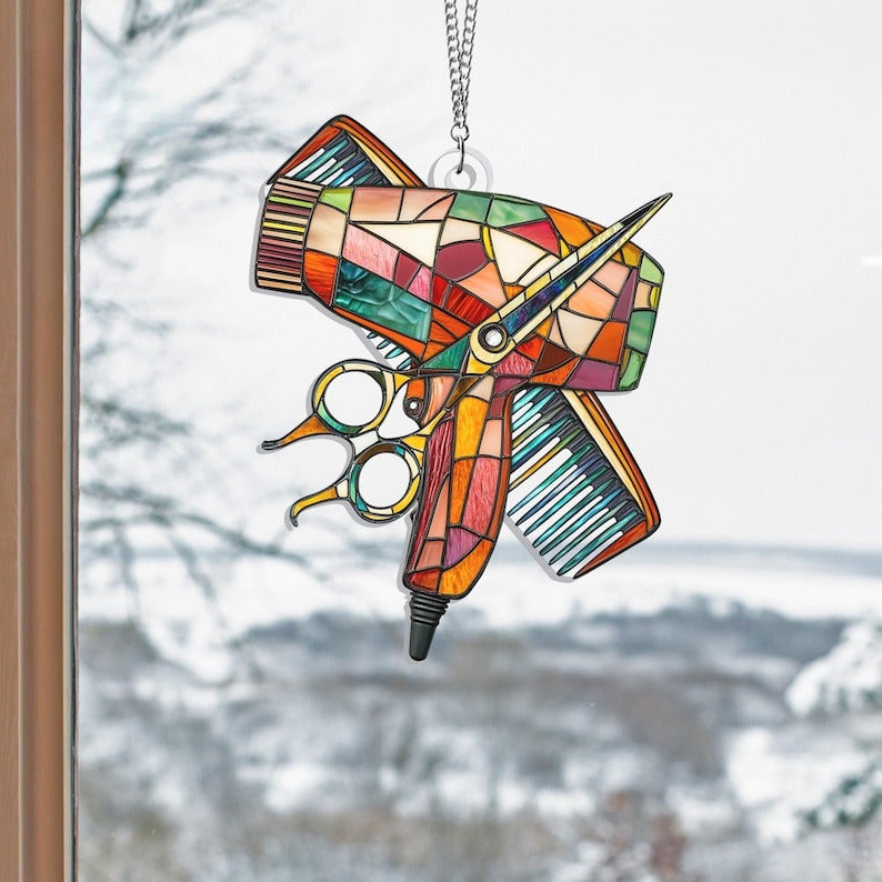 Hair Salon Decor, ACRYLIC Suncatcher Hair Tool, Hairdresser Gifts, Crystal Hair Tools, Hair salon gift ideas, Hair Salon Accessories