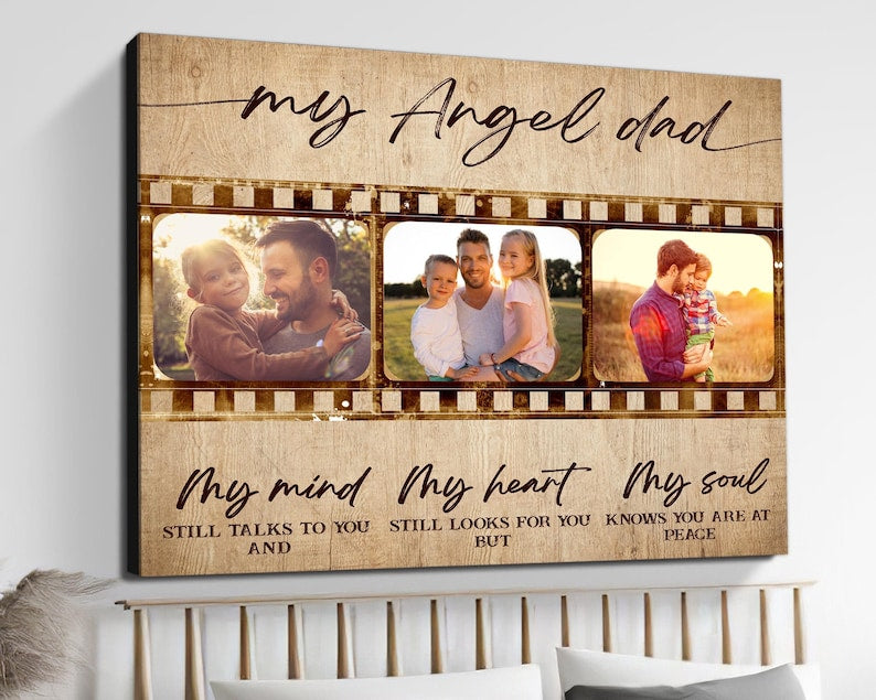 Personalized Memorial Gift For Loss Of Dad, Custom Dad Memorial Gift With Photo, Dad Remembrance Gift, Loss Of Dad Memorial Wall Art