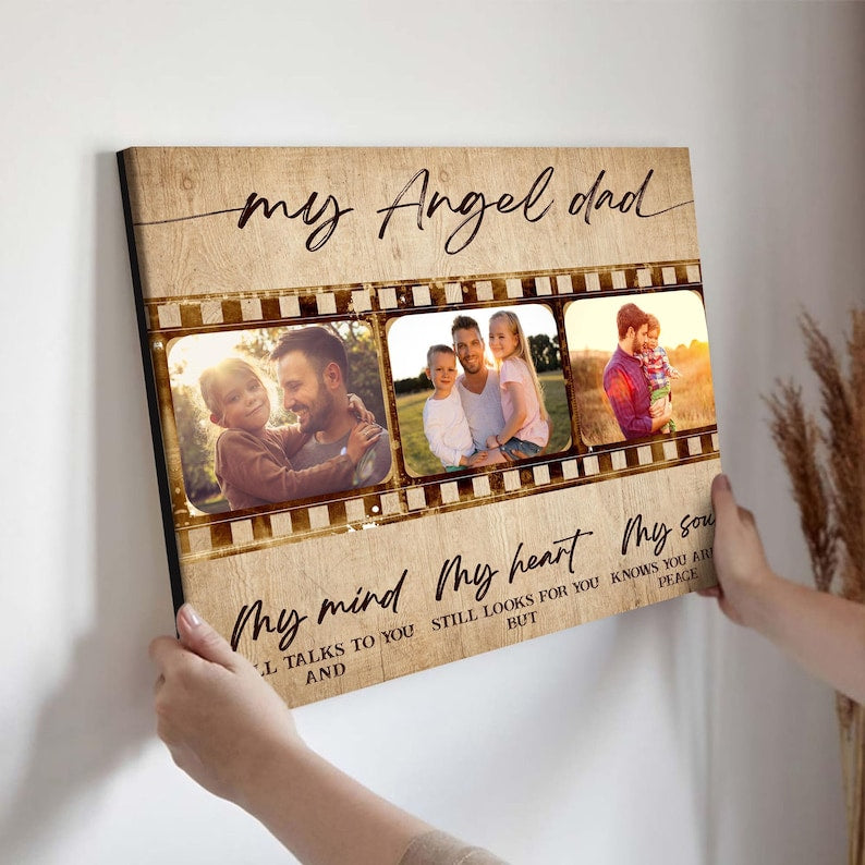Personalized Memorial Gift For Loss Of Dad, Custom Dad Memorial Gift With Photo, Dad Remembrance Gift, Loss Of Dad Memorial Wall Art