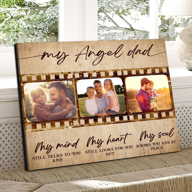 Personalized Memorial Gift For Loss Of Dad, Custom Dad Memorial Gift With Photo, Dad Remembrance Gift, Loss Of Dad Memorial Wall Art