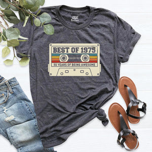 Best Of 1975 50th Birthday Shirt, Retro 1975 Cassette Shirt, Vintage 50th birthday tees for women men tshirt, 50th Birthday Party Tee Shirt