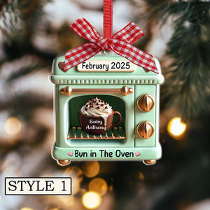Bun In Oven Christmas Ornament: Pregnancy Announcement, New Mom Gift, 2D Flat Ornament