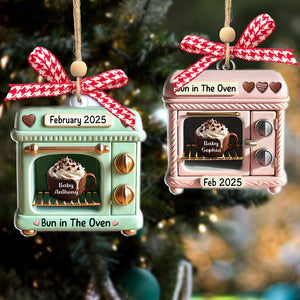 Bun In Oven Christmas Ornament: Pregnancy Announcement, New Mom Gift, 2D Flat Ornament