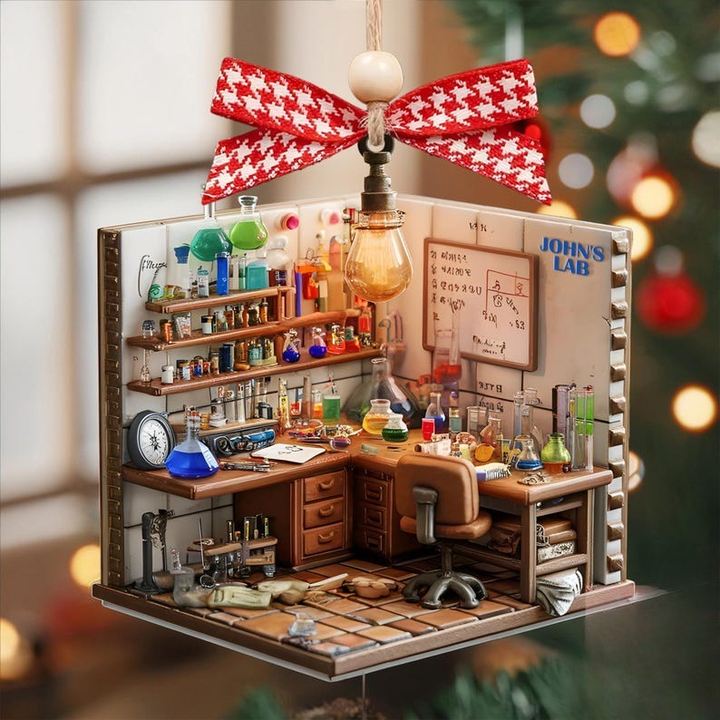 Custom Dreamy Science Lab 2D Flat Acrylic Ornament, Science Ornament, Gift for Scientist, Laboratory Flat Ornament Gift, Science Lover Gift