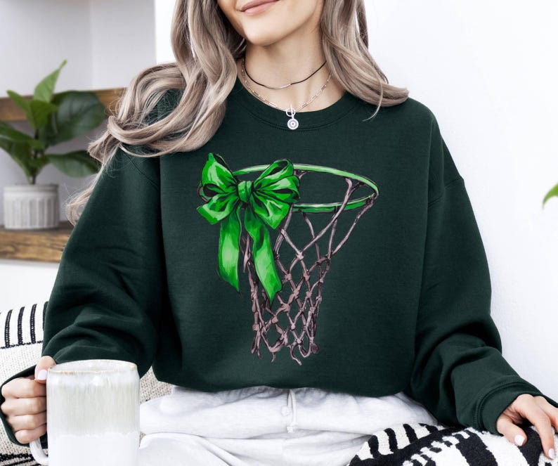 Coquette Basketball Sweatshirt, Basketball Mom Sweatshirt, Basketball Coquette Bow Sweatshirt, Sport Mom Gift,Basketball Lover Gift Game Day