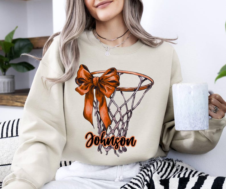 Coquette Basketball Sweatshirt, Basketball Mom Sweatshirt, Basketball Coquette Bow Sweatshirt, Sport Mom Gift,Basketball Lover Gift Game Day