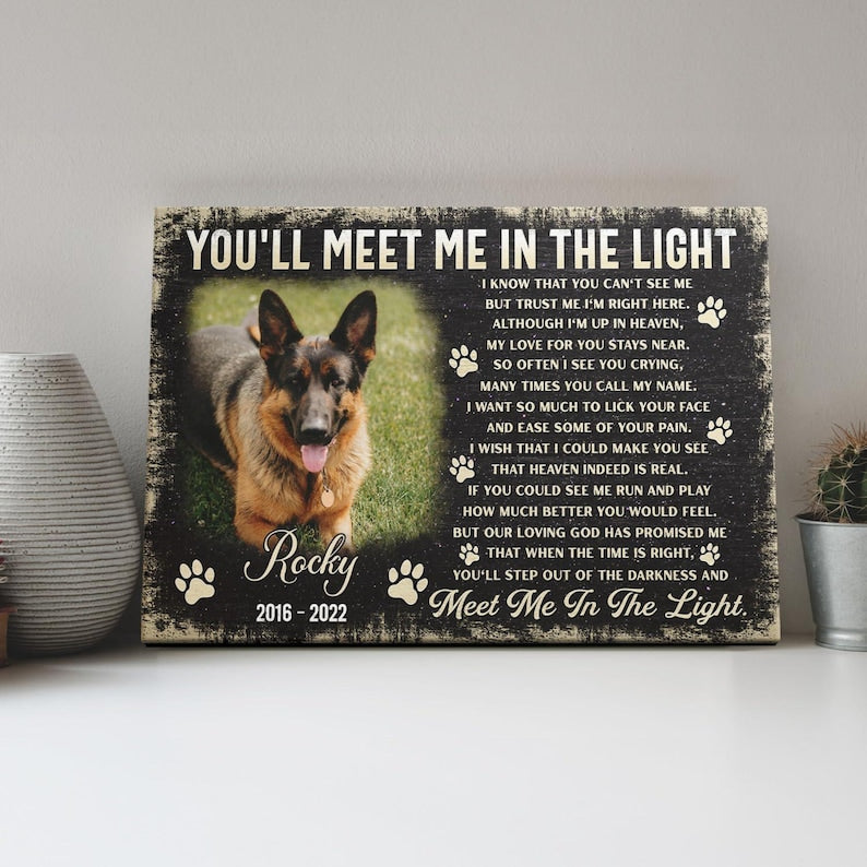 Custom Dog Memorial Canvas - Waiting at the Door, Pet Loss Sympathy Gift, Dog Lover Remembrance Art Canvas