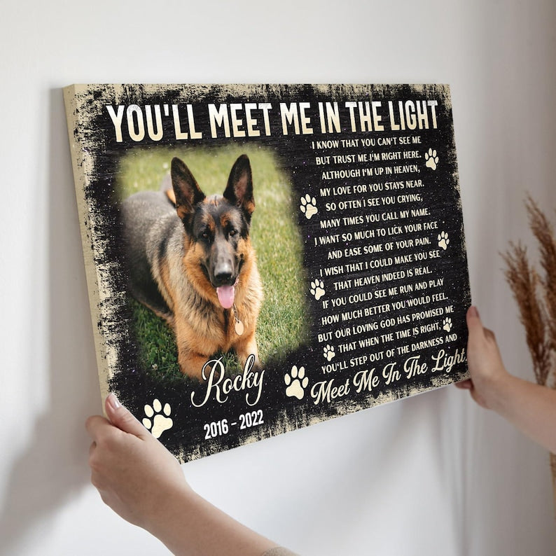 Custom Dog Memorial Canvas - Waiting at the Door, Pet Loss Sympathy Gift, Dog Lover Remembrance Art Canvas