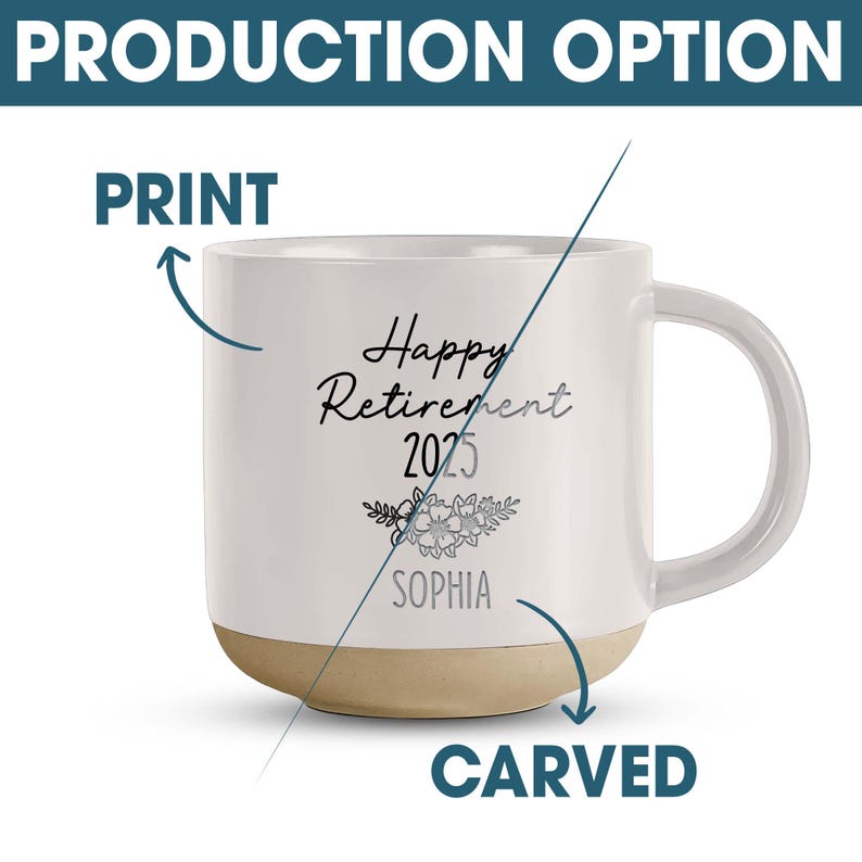 Personalized Retirement Pottery Mug, Happy Retirement Coffee Cup, Custom Retirement Gift For Boss Co Worker, Officially Retired Cup For Her