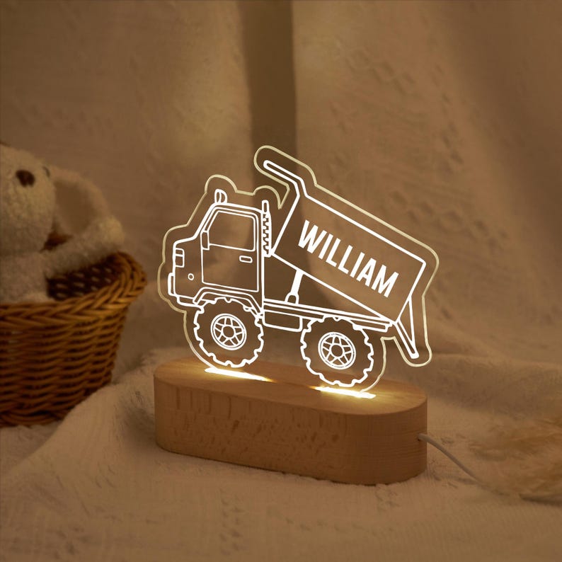 Cartoon Truck Night Lights,Boys Lamp,Construction Truck Gift,Nursery Decor Lamp,Birthday Gifts for Boys,Bedroom Light,Lights for Boys