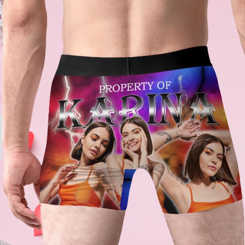 Personalized Boxer with Picture, Personalized Photo Underwear, Custom Name on underwear, Custom boxer for Boyfriend, Valentine Gift for Him
