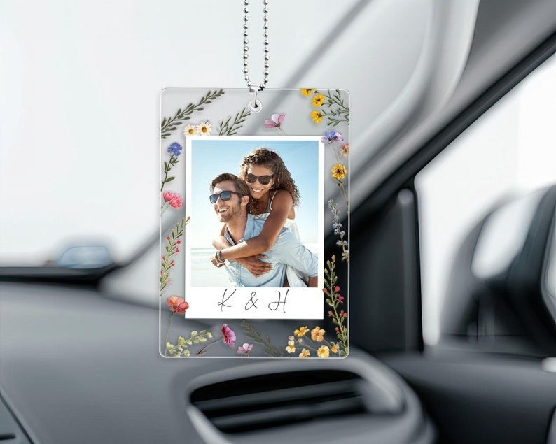 Personalized Photo Car Ornament, Custom Photo Couple Car Ornament, Valentine's Gift for Him, Boyfriend, Husband, Anniversary Gift for Couple