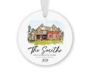 Our First Home Ornament, Custom Watercolor House Christmas Ornament,Personalized Christmas Ornament Gift, Housewarming, New Home