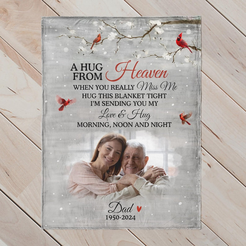 Custom Photo Blanket Collage, Picture Blanket With Text Memorial Blanket Birthday Anniversary Gift Friend Couples Gift, In Loving Memory