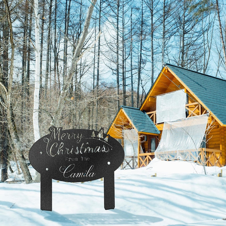Personalized Christmas Metal Sign, Christmas Yard Decor, Christmas Outdoor Decor,Christmas Snow Decor, Custom Christmas Decor