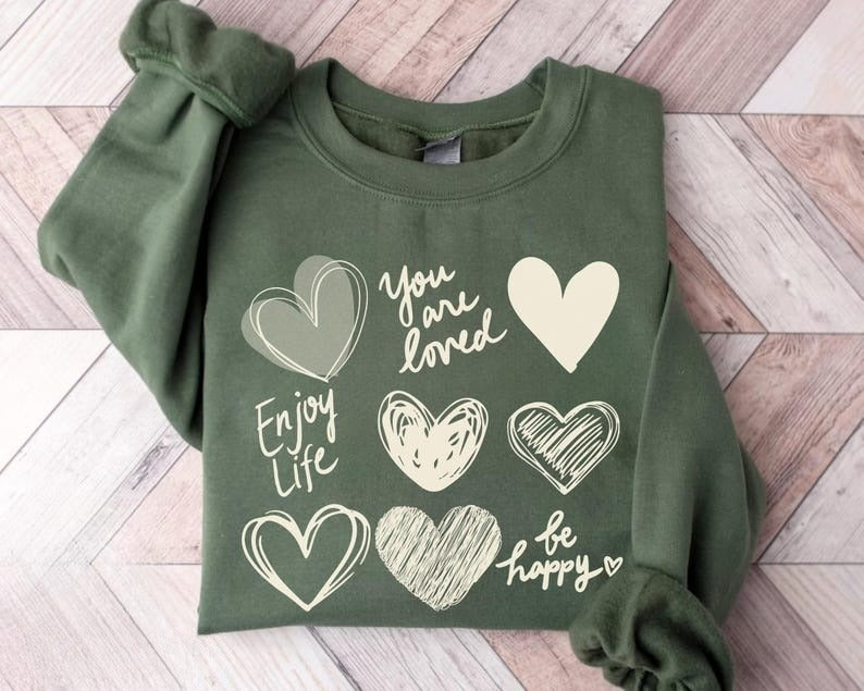 Womens Valentines Hearts Sweatshirt, Valentine's Day Shirt, Love Hearts Valentine, Valentine Sweatshirt, Women's Valentines Day Sweatshirt