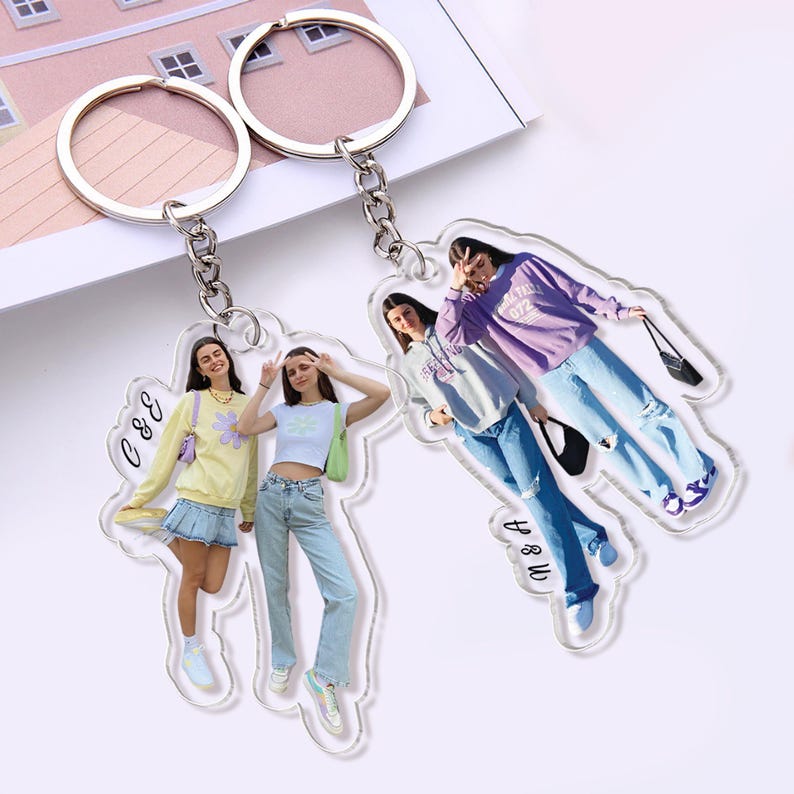 Personalized Besties Keychain, Custom Besties Photo Keychain, Birthday Gift For Besties, Galentine Gift For Best Friends, Soul Sister Gift
