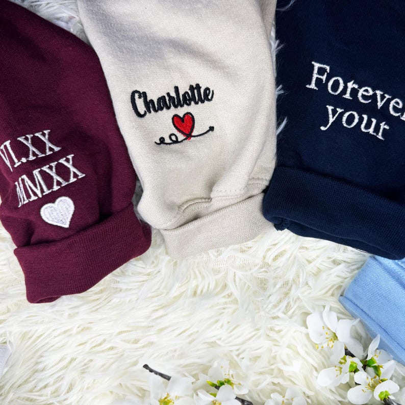 Embroidered Couple Photo Hoodie | Personalized His And Her Sweatshirt | 2nd Anniversary Gift For Couples | Boyfriend Gifts