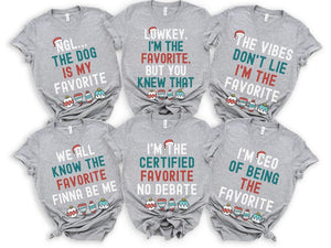 Family Christmas Shirts, Funny Christmas Family Shirts, Kids Christmas I'm The Favorite Christmas Outfits, Teen Slang Christmas Bruh Shirt