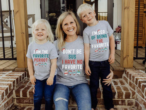 Family Christmas Shirts, Funny Christmas Family Shirts, Kids Christmas I'm The Favorite Christmas Outfits, Teen Slang Christmas Bruh Shirt