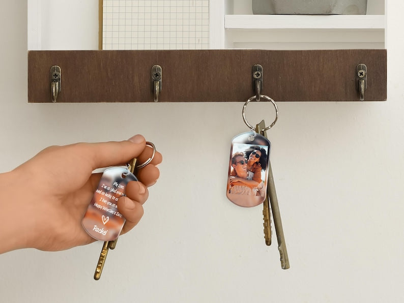 Boyfriend Keychain, Custom Boyfriend Gifts, Couple Photo Keychain, Personalized Keychain for Men, Drive Safe Dad Keychain, Photo Car Decor