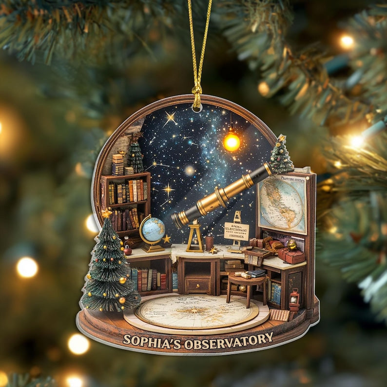 Personalized Name Dreamy Astronomy Observatory 2D Flat Acrylic Ornament, Space Lover Ornament, Gift for Astronomy Lovers
