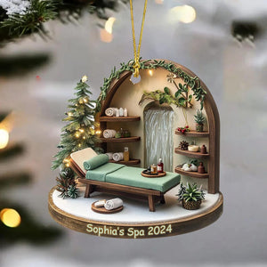 Custom Name Beauty Spa 2D Flat Acrylic Ornament, Spa Ornament, Gift for Spa Lovers, Esthetician Gifts, Massage Therapy Ornament