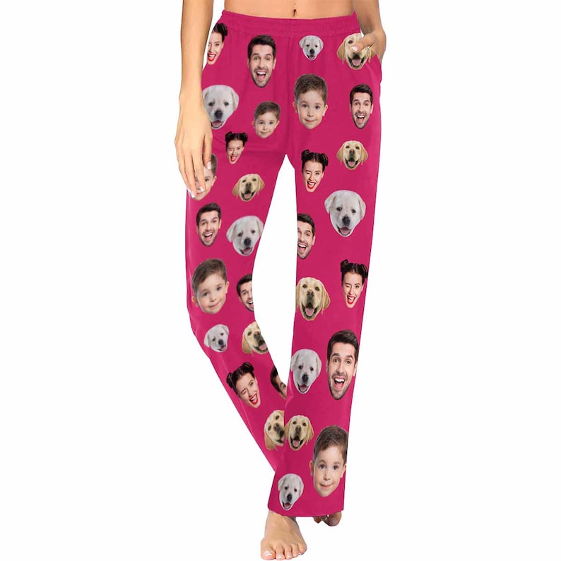 Custom Photo Pajama Pants,Personalized Pajama Trousers for Men Women,Custom Pet Face Picture Family Pajama Pants,Birthday Gifts