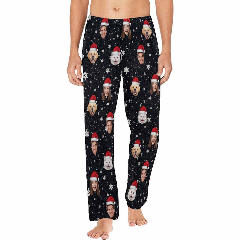 Custom Face Pajama Pants,Personalized Pajama Trousers for Men Women,Custom Pet Face Photo Couple Pajama Pants,Birthday Gift