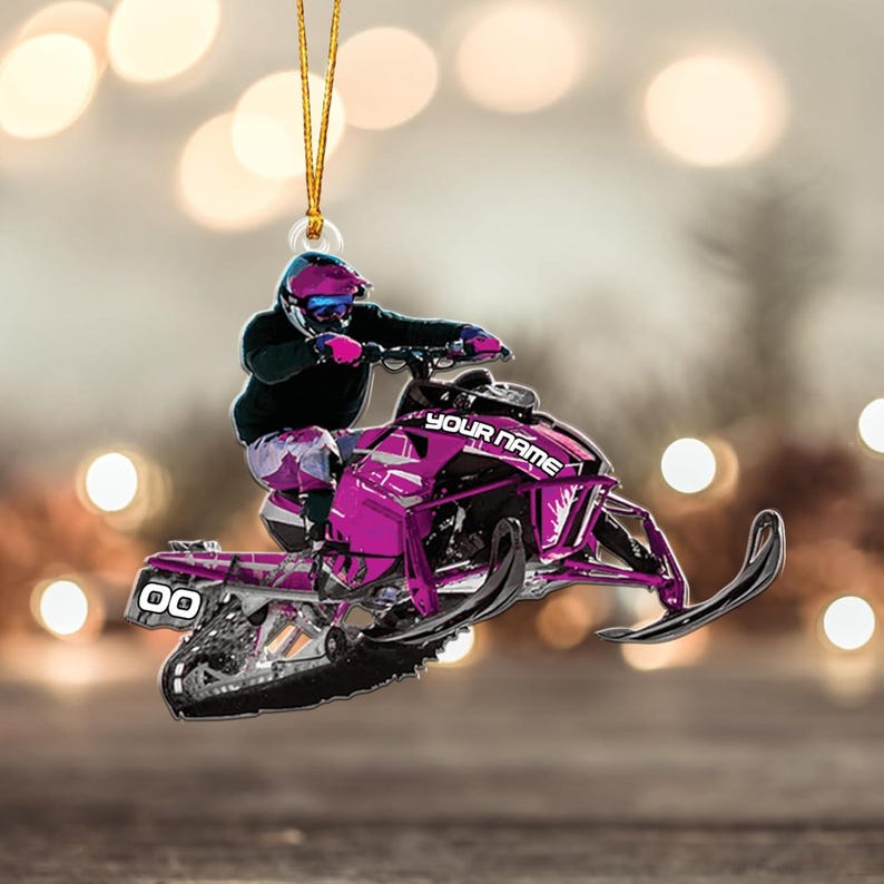 Custom Snowmobile Christmas Ornament, Snow Mobile Rider Ornament, Snowmobile 2025 Ornament, Outdoor Sport Ornament, Acrylic/Wooden Ornament