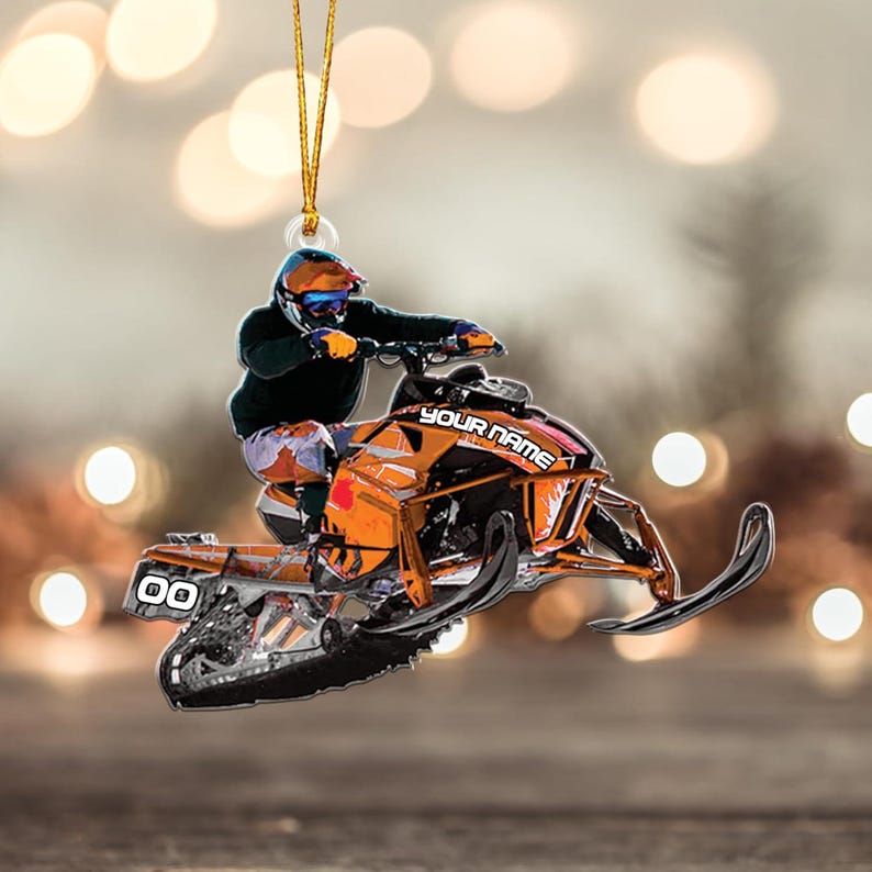 Custom Snowmobile Christmas Ornament, Snow Mobile Rider Ornament, Snowmobile 2025 Ornament, Outdoor Sport Ornament, Acrylic/Wooden Ornament
