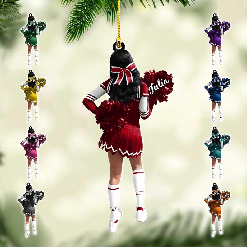 Custom Cheerleader Ornament, Personalized Cheerleading Pom pom Girl Christmas Ornaments, Blue Cheerleader Ornament,Customized Xmas Gift 2025