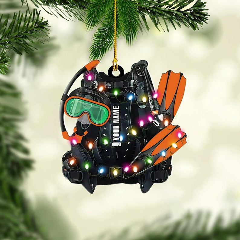 Personalized Scuba Diving Ornament, Scuba Diving Ornament,Christmas Ornament for Scuba Diver,Scuba Dive Gift,Custom Christmas Ornament Decor